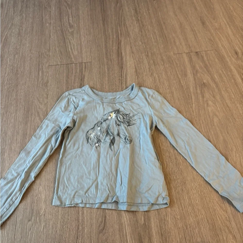 GAP Kids Long Sleeve Shirt with Unicorn Design - Gray